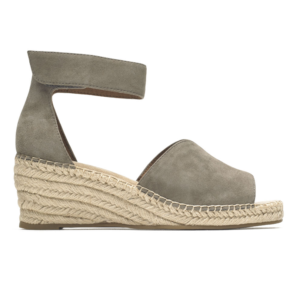 Sandalias Rockport Mujer Mexico - Marah Peep Toe Espadrille Grises - EPBHQ4872